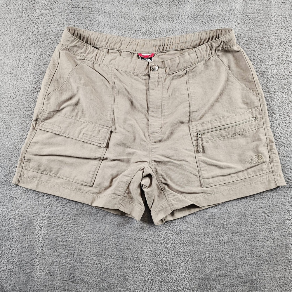 The North Face Womens Khaki Tan Cargo Hiking Shorts Size L Large Nylon
